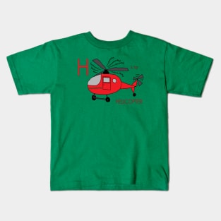 H is for Helicopter Kids T-Shirt